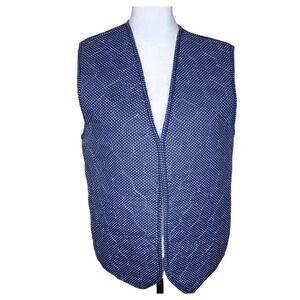 Vintage 80s Reversible Vest Womens Size M Blue Floral Quilted Romantic Country
